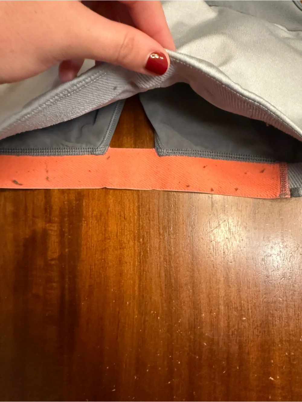 Nike Gray Cross-Back Sports Bra with Coral Logo Band